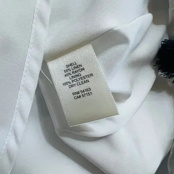 Eliza J Linen Blend Striped Tassel Hem Dress Size 6 NEW Blue White - Picture 5 of 10